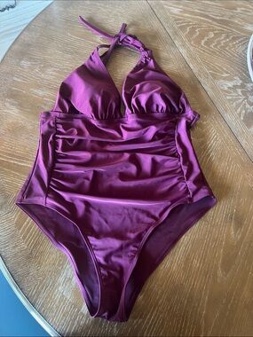 Womens  One-Piece Swimsuit - Berry Halter Tankini Style